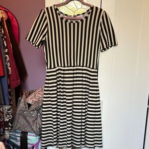 LuLaRoe Black and White Striped Dress